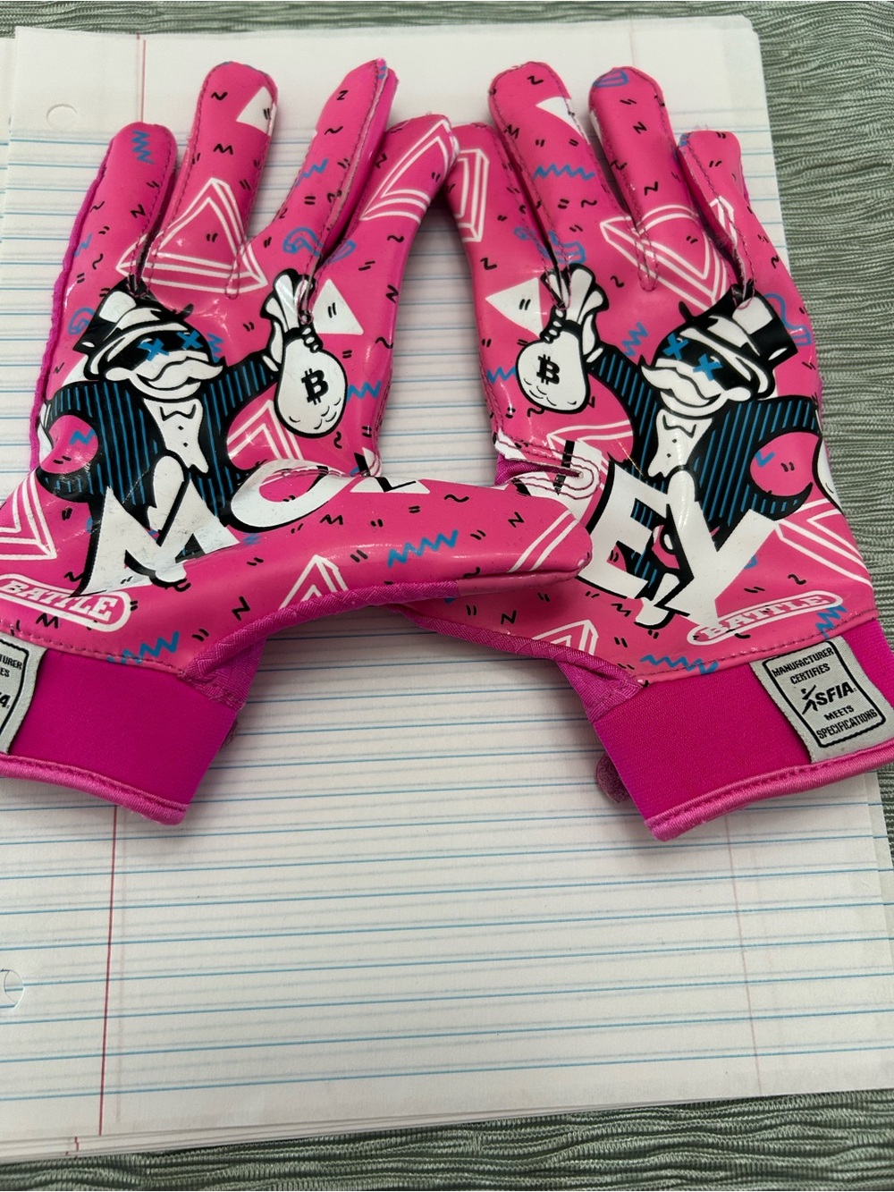 Men's Bright Pink Graphic Athletic Gloves by Unbranded